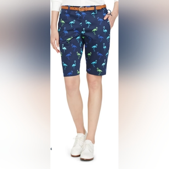 NWT‎ Women’s Polo Golf by Ralph Lauren Flamingo-Print Sateen Short - Picture 1 of 8